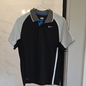 Nike Men's FitDry Polo Shirt in Black, Gray, and Blue-size Small